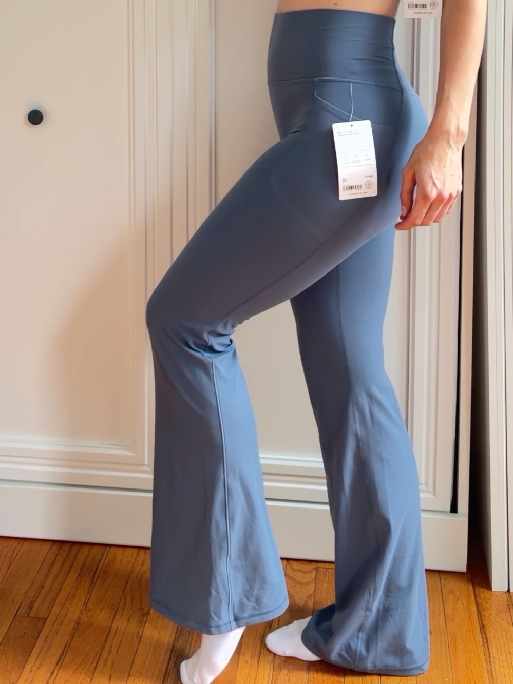 NWT Athleta Salutation Stash High Rise Flare Pant Granite Blue Size S